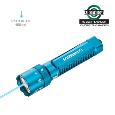 Show details for K1 EDC Flashlight: Three Light Sources with Cyan Beam 488nm – Special Edition