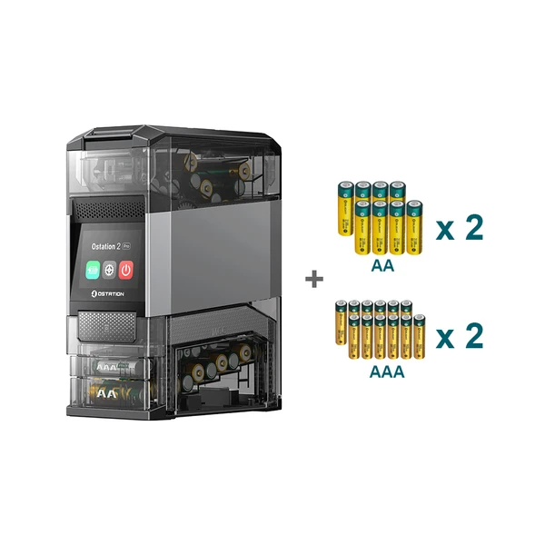 Ostation 2 Series 3-in-1 Smart Battery Hub for AA & AAA Rechargeable Ni-MH & Li-ion Batteries