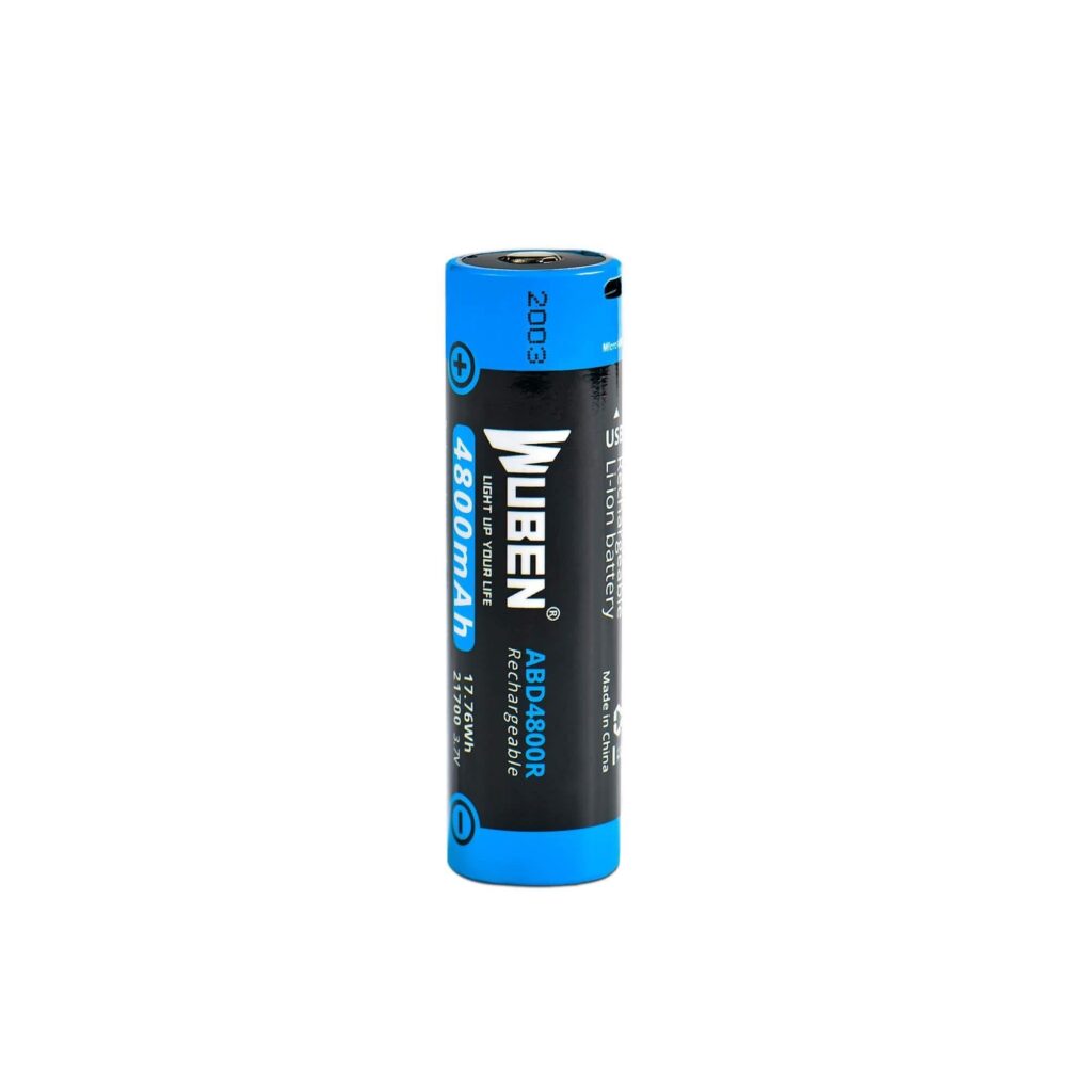 Wuben ABD4800R Micro-USB Charging 21700 Flashlight Battery