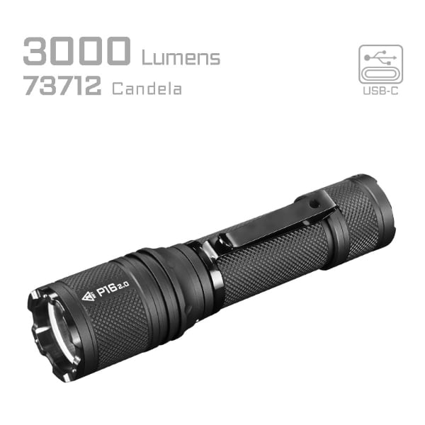 P16 2.0 Dual Tail Switch Tactical Flashlight with Three Modes