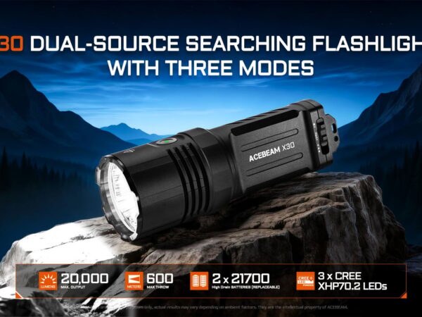 X30 Dual-Source Searching Flashlight with Three Modes